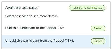 OpenPeppol Testbed: SML migration, test suite completed, 2 of 2 test cases passed